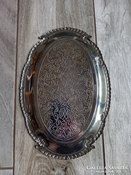 Gyönyörű régi acél tálca (24,2x16,5 cm)