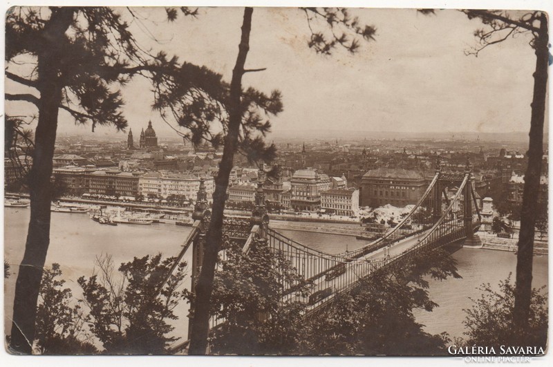 Bp - 142 Budapest walk, view from the Gellért Hill to the Elizabeth Bridge 1932
