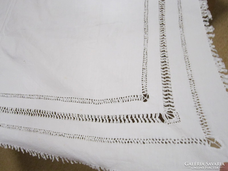 Old woven linen tablecloth