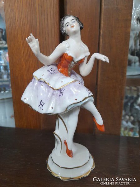 Alt Német,Germany Volkstedt 1900-1936 Táncos Balerina Porcelán Figurális Szobor.17.5 cm.