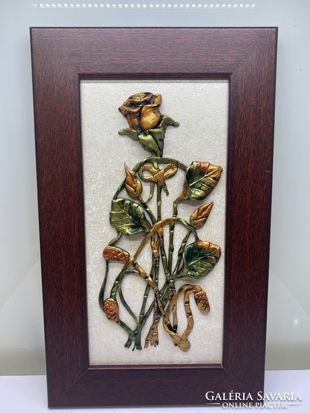 Ceramic wall picture rose 30x18