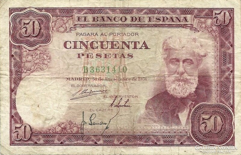 50 Pesetas pesetas 1951 Spain