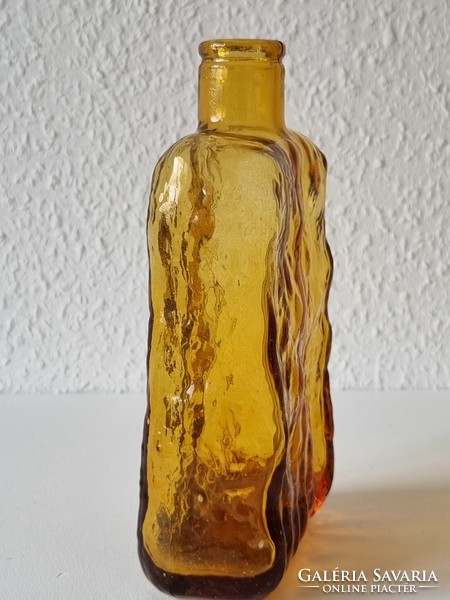 Vintage empoli italy amber colored ice glass - rare piece