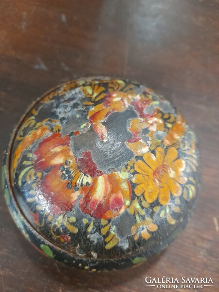 Old hand-painted wooden box, bonbonnier.