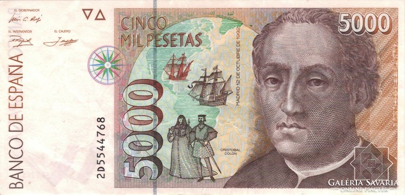 5000 peseta pesetas 1992 Spanyolország 2.