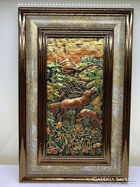 Ceramic wall picture deer, 33x28