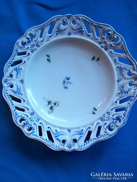 ANTIK ALTWIEN Alt Wien 1853 -ból KÉZZEL FESTETT!! Áttört szélű porcelán dísztányér tányér kínáló tál