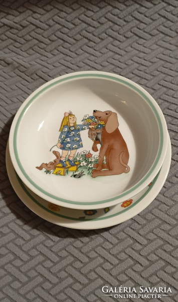 Alföldi porcelán mese mintás tányér készlet- kislány kutyával