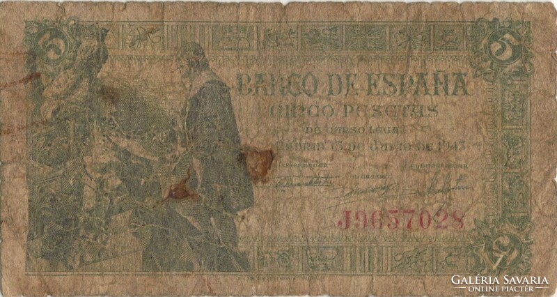 5 Pesetas pesetas 1945 Spain