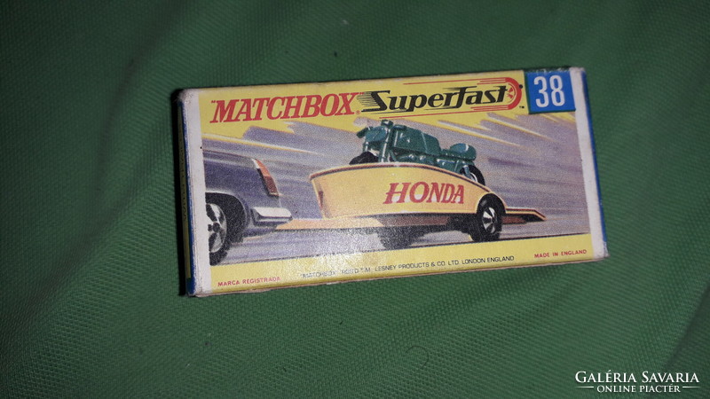 1970. MATCHBOX NO.38. -SUPERFAST - HONDA & TRAILER-1:64 méretű fém kisautó EREDETI DOBOZÁVAL GYŰJTŐI