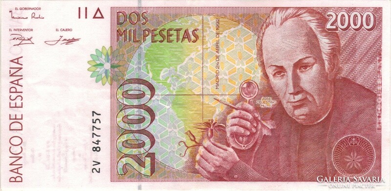 2000 peseta pesetas 1992 Spanyolország 2.