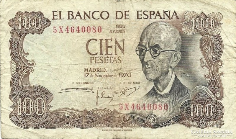 100 Pesetas pesetas 1970 Spain 2.