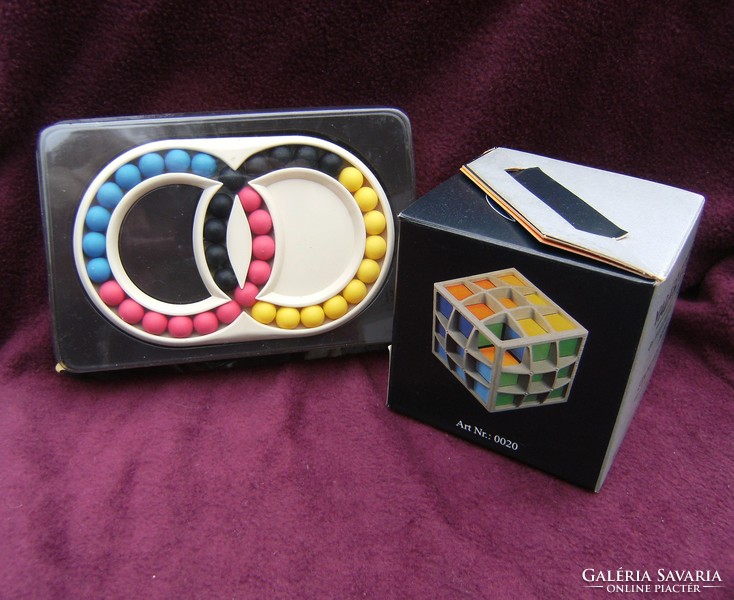 Vadász kocka+Varázs gyűrű logikai játék 1982-ből-rubik éra ill. 1996-ból bontatlan csomagolás! retro