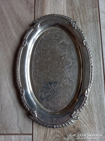 Gyönyörű régi acél tálca (24,2x16,5 cm)