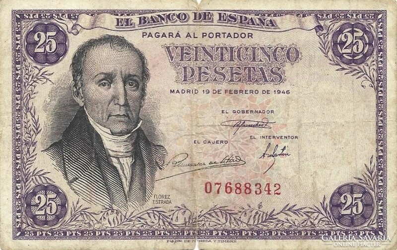 25 Pesetas pesetas 1946 Spain