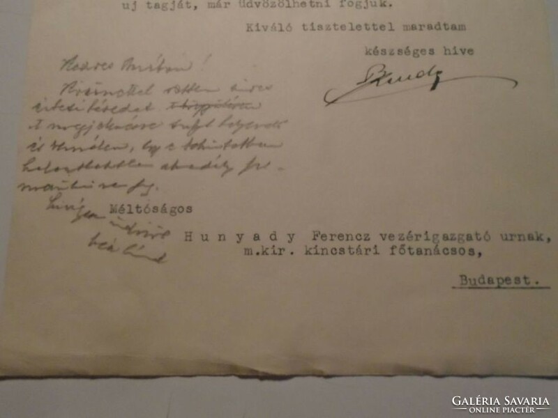 ZA492.31   Dr. Kende Artur  vezérigazgató  autográf levele 1931 Magyar -Francia Biztosító R.T. BP