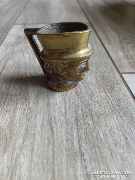 Masszív régi Toby Jug réz pohár (5,6x6,8x4,2 cm)
