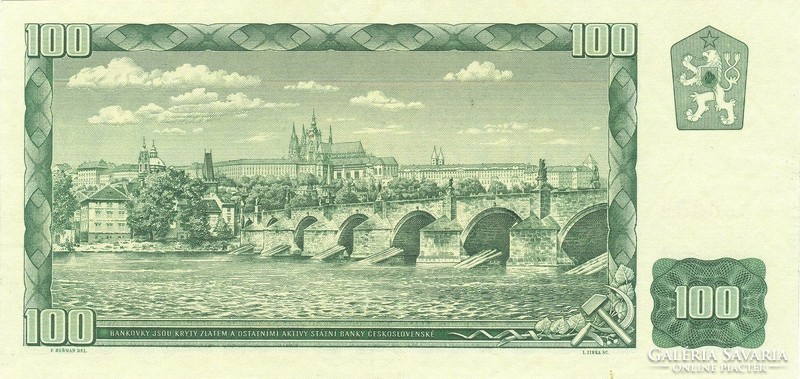 100 korun korona 1961 Csehszlovákia 2. Gyönyörű