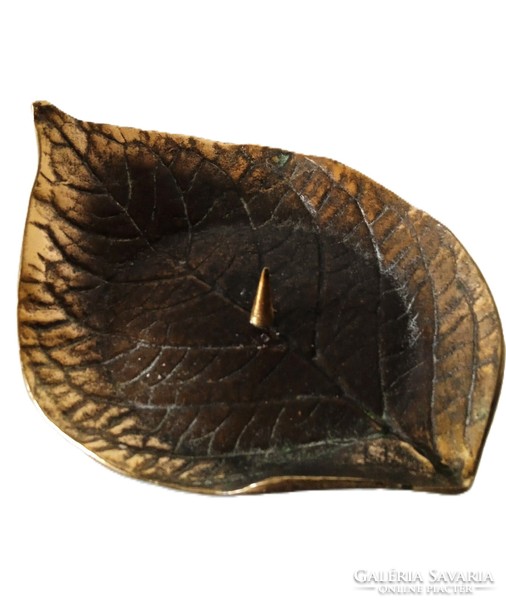 Bronze, leaf-shaped candlestick, mid-century, glide bronze