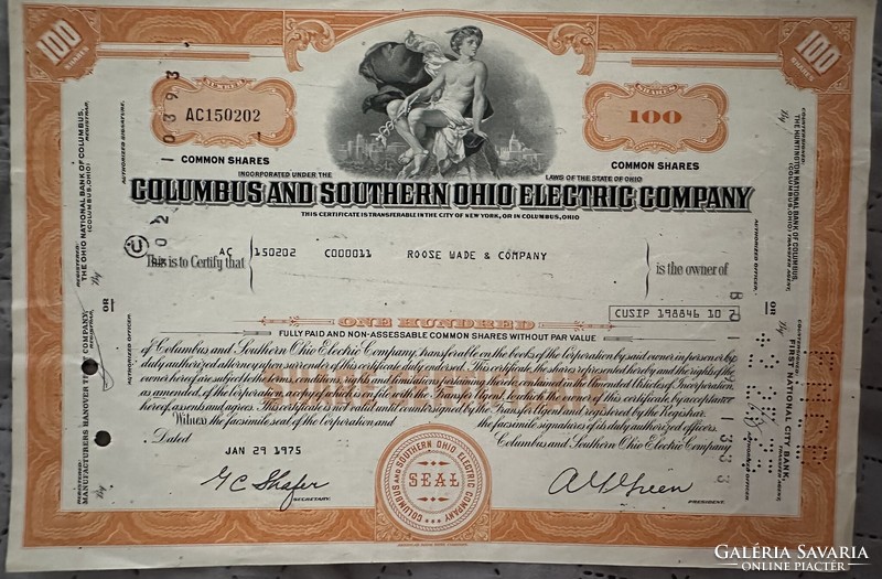Dél-Ohio Elektromos Vállalata részvény 1975