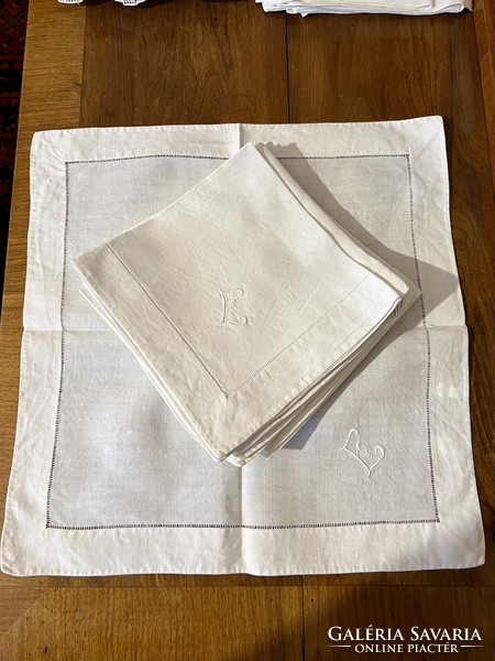 12 old azure textile napkins