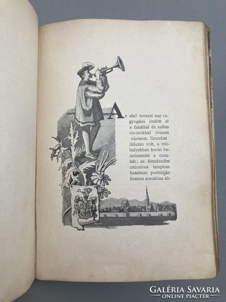 Past and present - drawings and stories, illustrated first edition, publisher's rubber in decorative binding, 1897