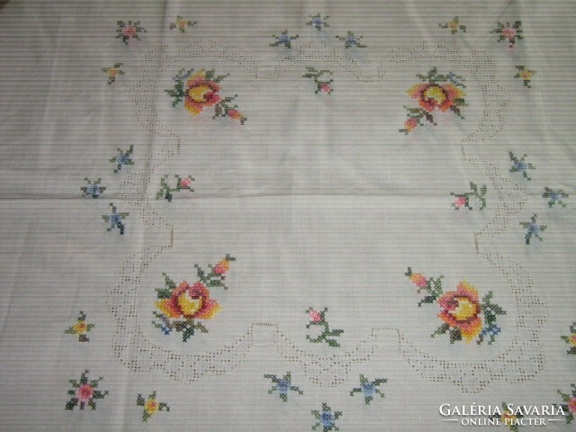 Beautiful small cross-stitched tablecloth with toledo