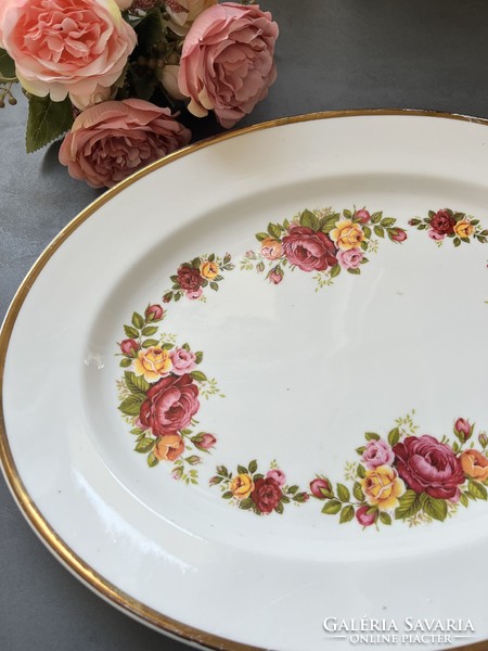 Wonderful English rose earthenware oval bowl, offering - 