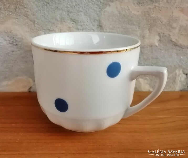 Retro Czechoslovak blue polka dot mug