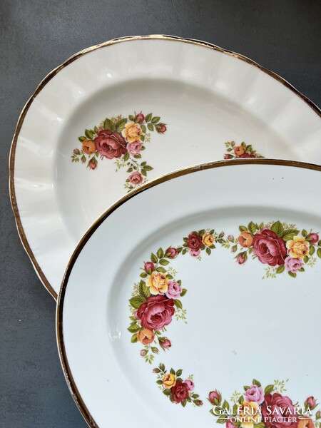 Wonderful English rose earthenware oval bowl, offering - 