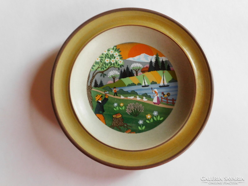 Vintage smf schramberg bowl with a naive spring scene by Barbara Fürstenhöfer - 16 cm