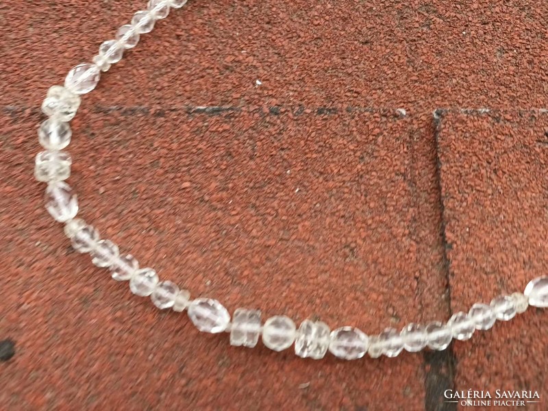 White transparent glass pearl necklace