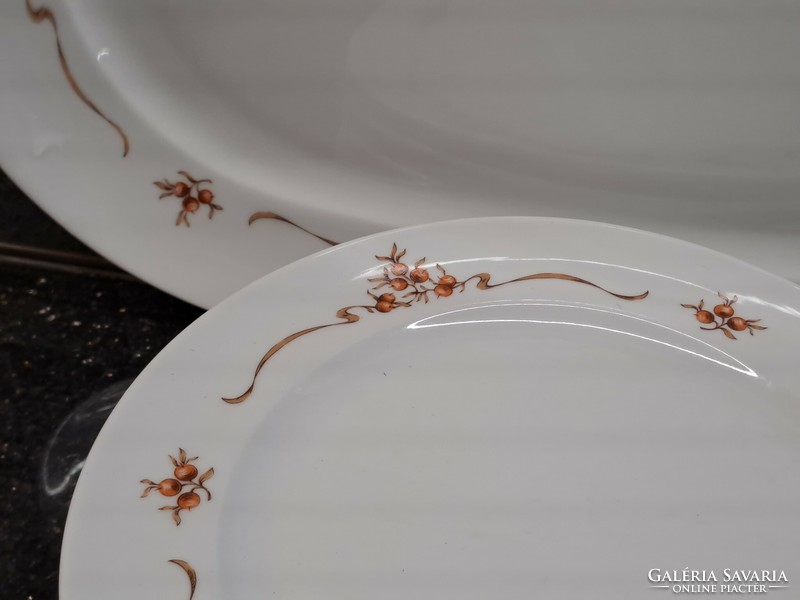 Retro Alföldi porcelán csipkebogyós süteményes kínáló készlet tál  tányér