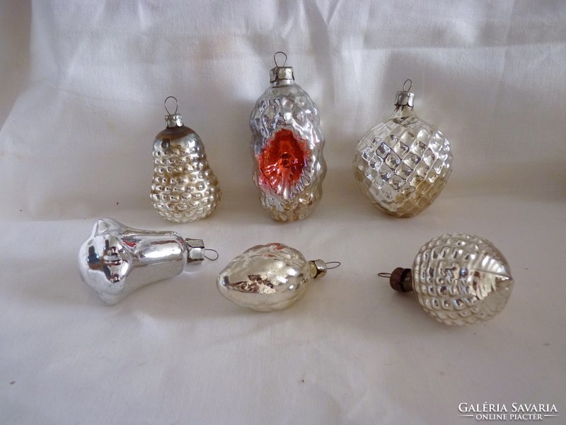 Old glass Christmas tree decorations! - 6 glass ornaments in one!