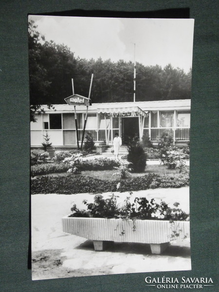 Postcard, Balatonföldvár, motel skyline detail