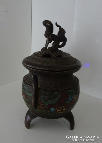 Antik kínai rekesz zománcos bronz füstölő