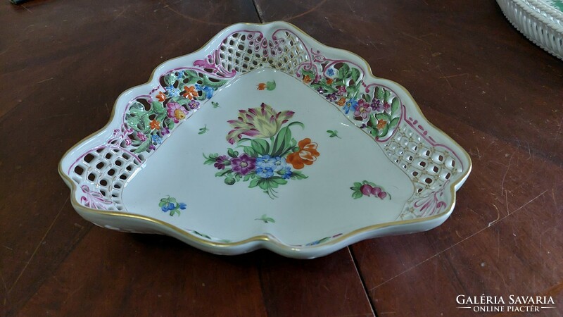 Openwork decorative bowl with Herend flower pattern
