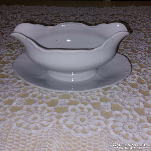 Zsolnay white, beautiful porcelain sauce bowl, marked. The bowl and the base are one