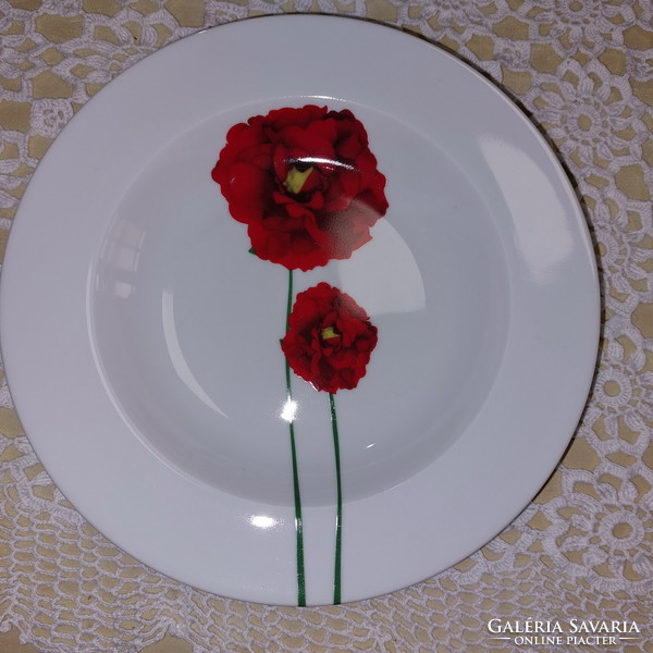 Poppy-patterned vabene deep plate, 2 pcs