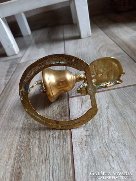 Wonderful old copper horse-drawn wall bell (16x10.2x9 cm)