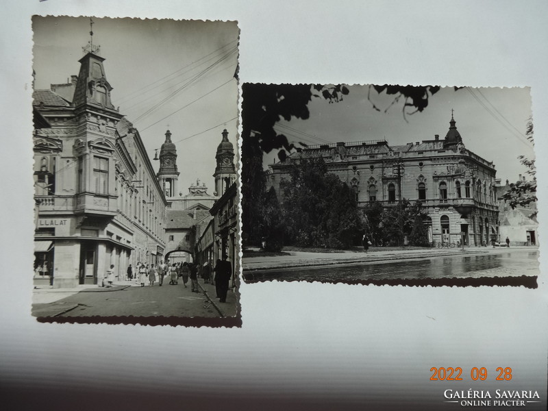 2 db régi képeslap együtt: PÁPA, Kossuth-utca + Március 15. tér (50-es évek)
