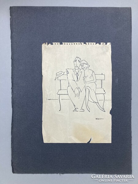 Andor Kern (Kenedi) (1906-?): The couple from Pest, ink graphic 1930s