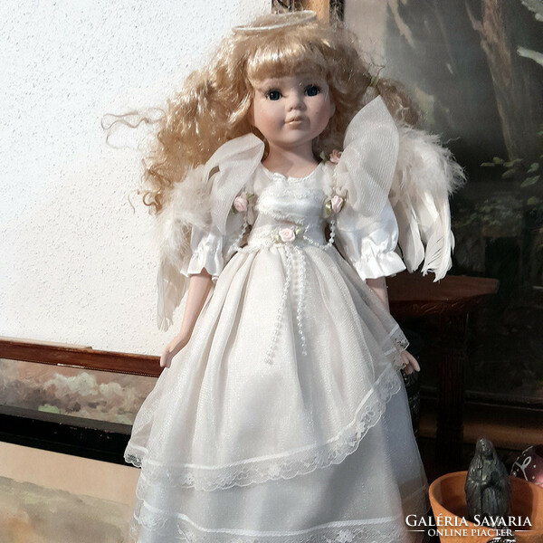 Real feather angel doll with wings 33 cm - art&decoration