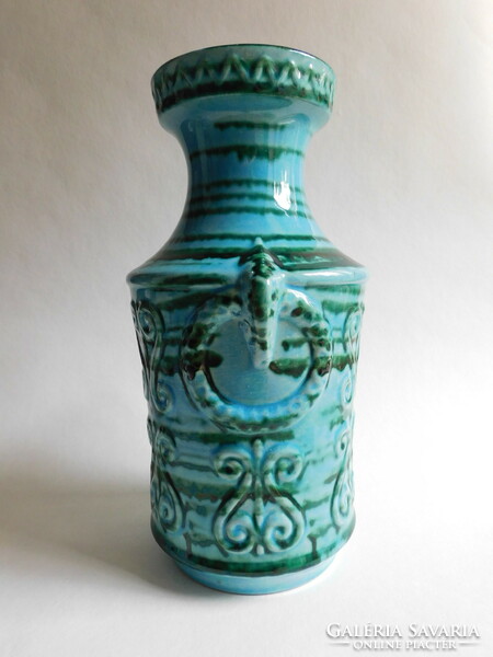 Jasba mid century turquoise German ceramic vase 24.5 Cm