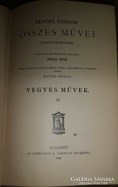 Petőfi Sándor összes költeményei II-VI, Athenaeum R. Társulat, 1896