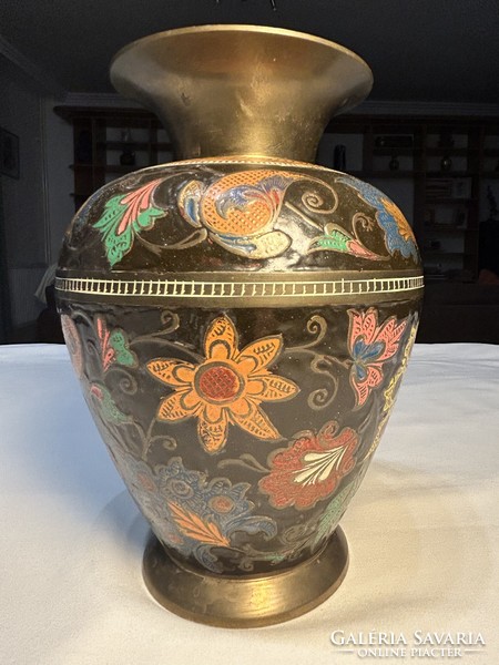 Nagyon szép indiai festett réz váza eladó