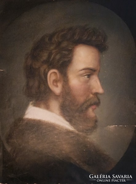 1 Ft-os aukció! RITKASÁG! Szent Istvány Titus 1822-1888 szlovák festő ! Szakállas férfi portréja!