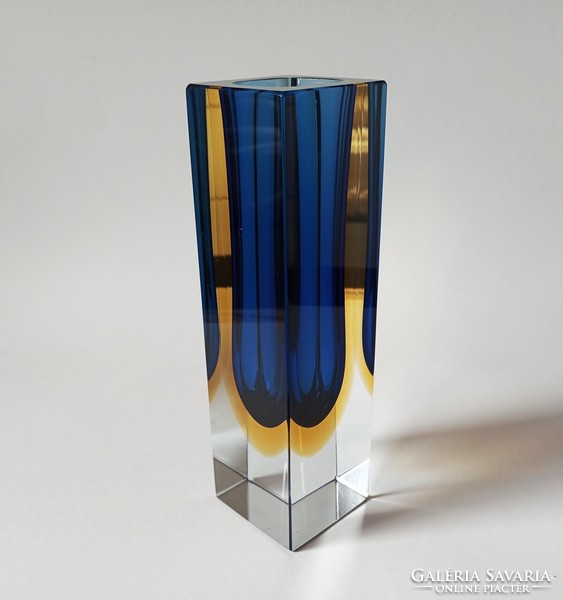 Flavio Poli modernist block vase Murano 1970's