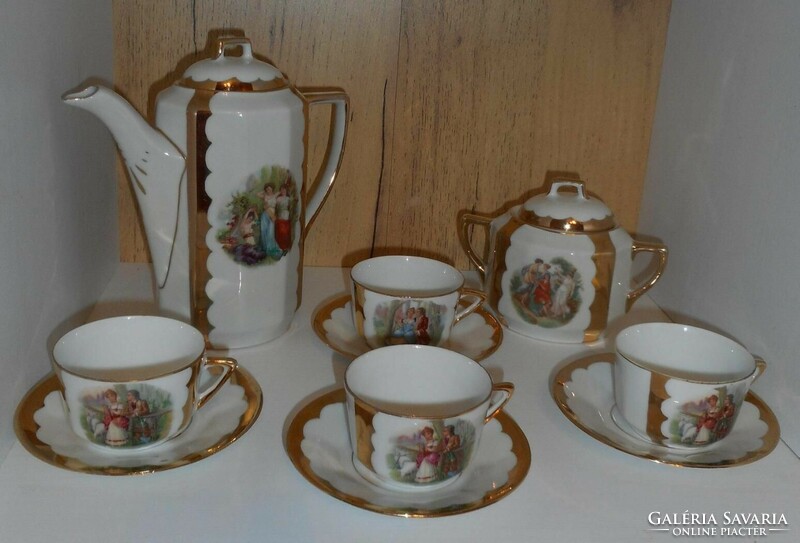 Altwien-style mythology present porcelain coffee set_gilded showcase decoration sale!