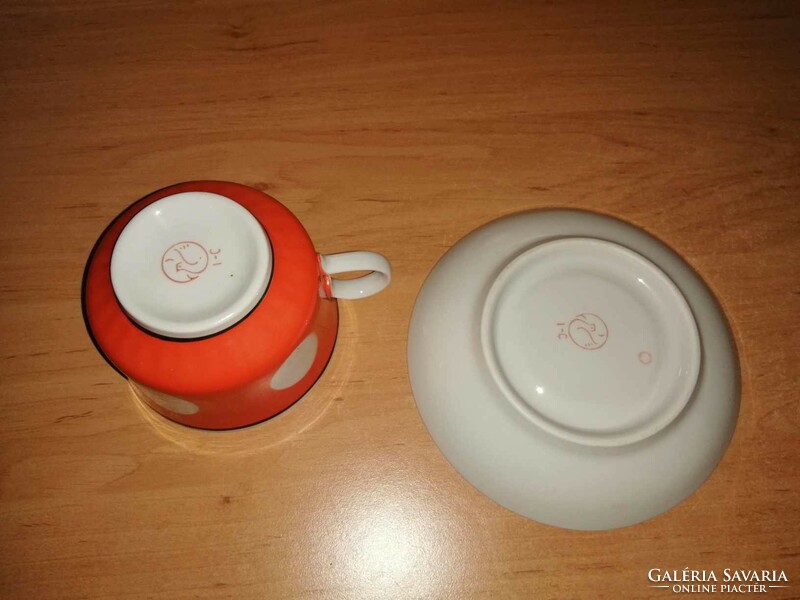 Russian porcelain polka dot tea cup with bottom (26/d)